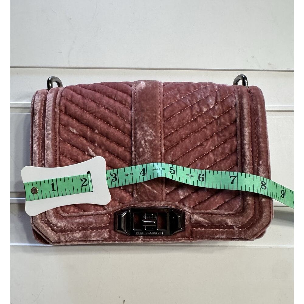 Rebecca Minkoff Pink Love Velvet Velour Chevron Chain Strap Crossbody Purse Bag - Picture 8 of 8
